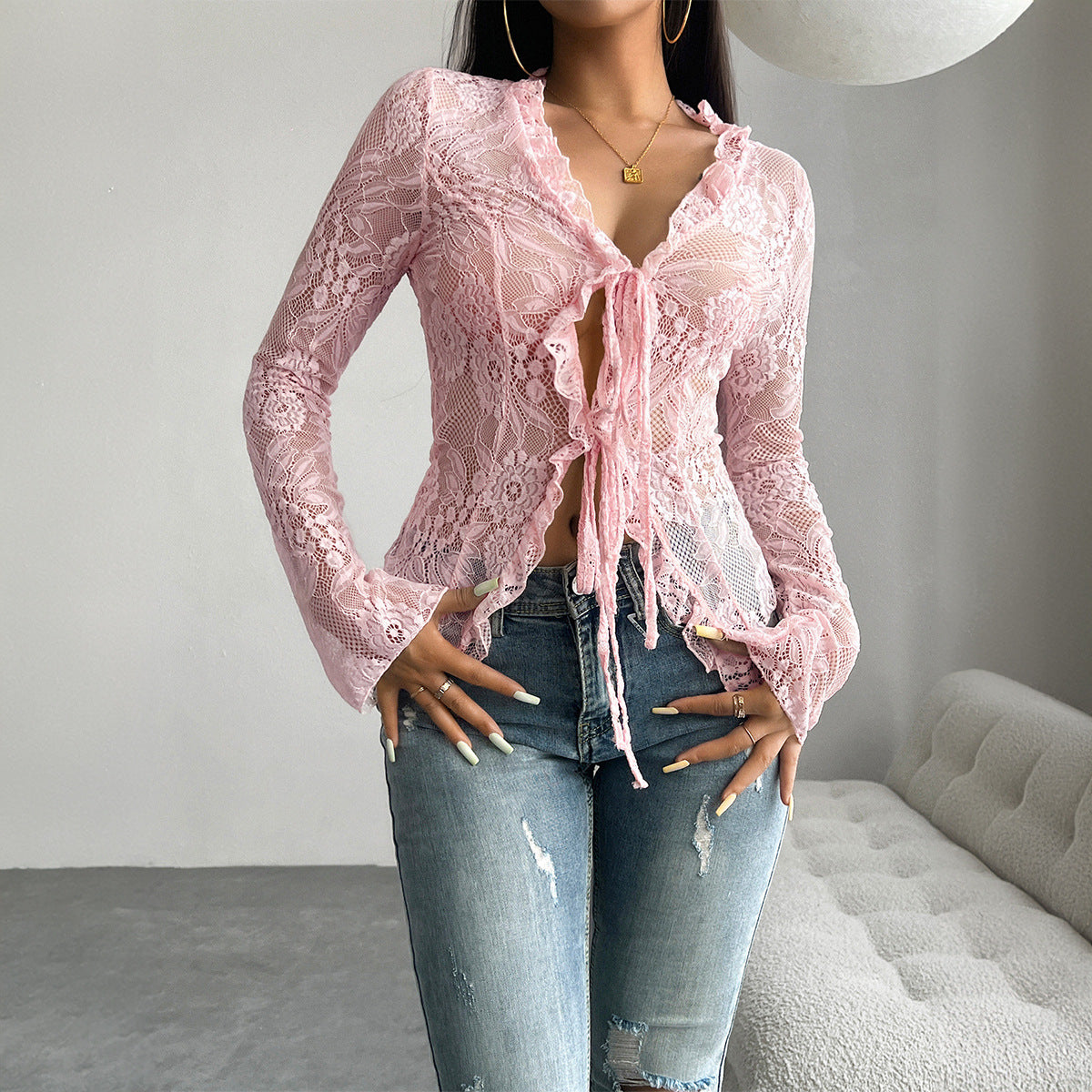 Lace Long Sleeve Women's Top
