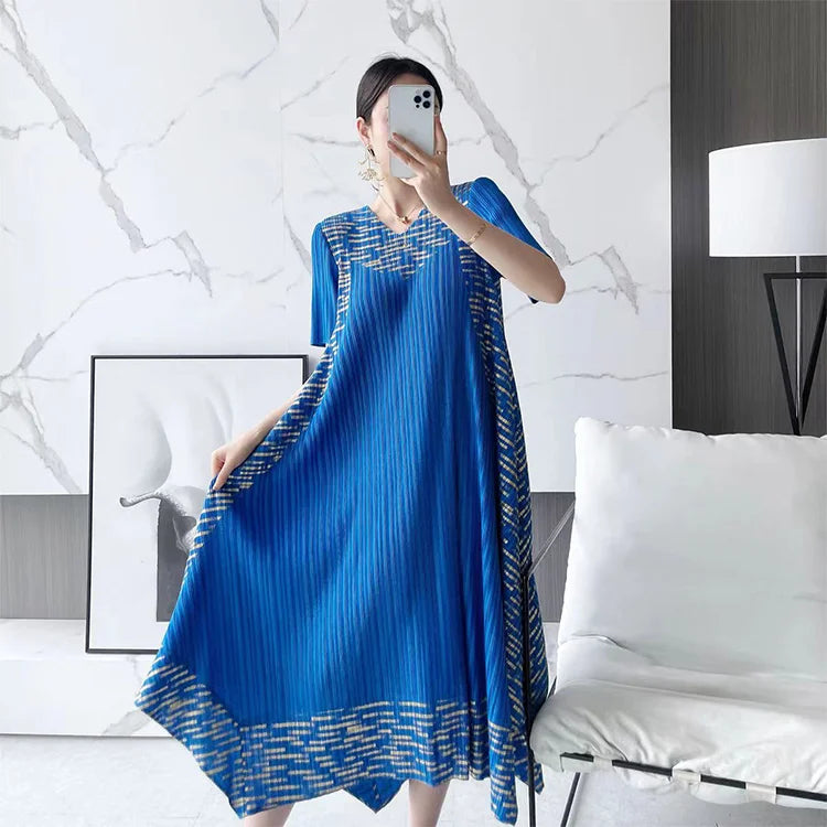 💃Midi Sleeve Pleated V-Neck Loose Dress (80% OFF)