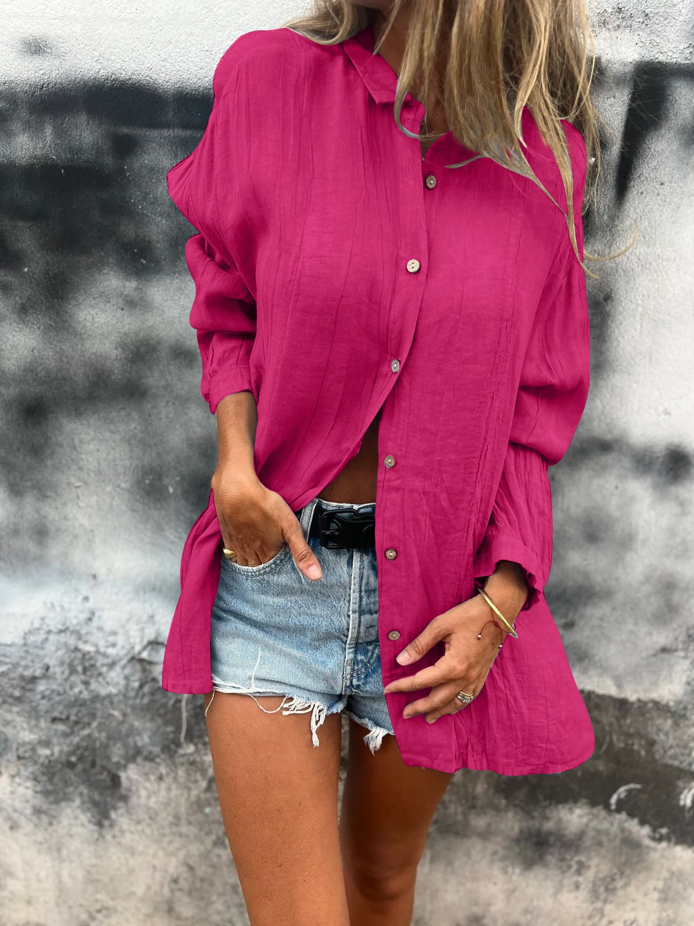 Solid Color Single-Breasted Shirt