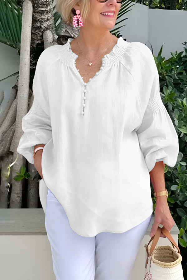 Women's collar solid color long sleeve shirt