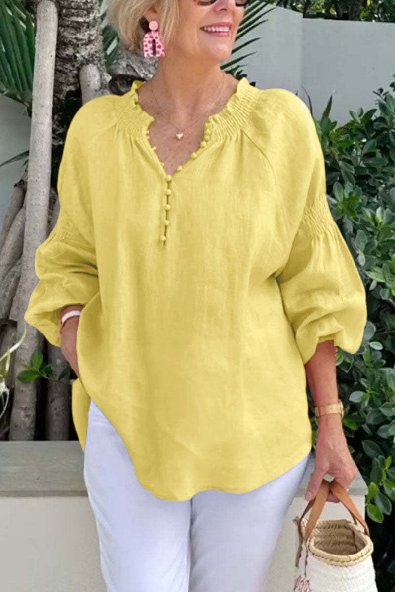 Women's collar solid color long sleeve shirt