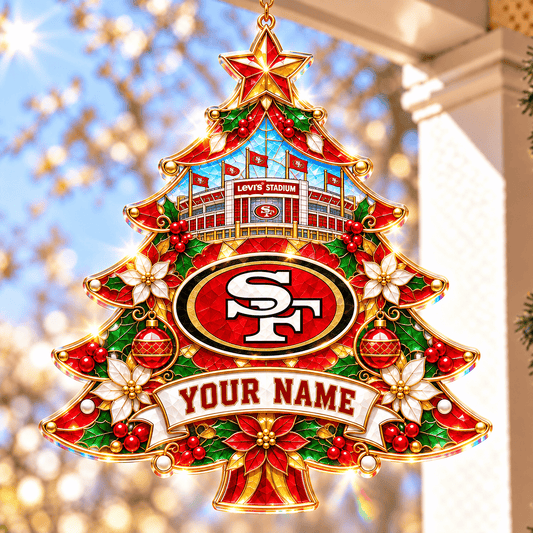 San Francisco 49ers NFL Christmas Tree Hanging Suncatcher Custom Any Name Gifts