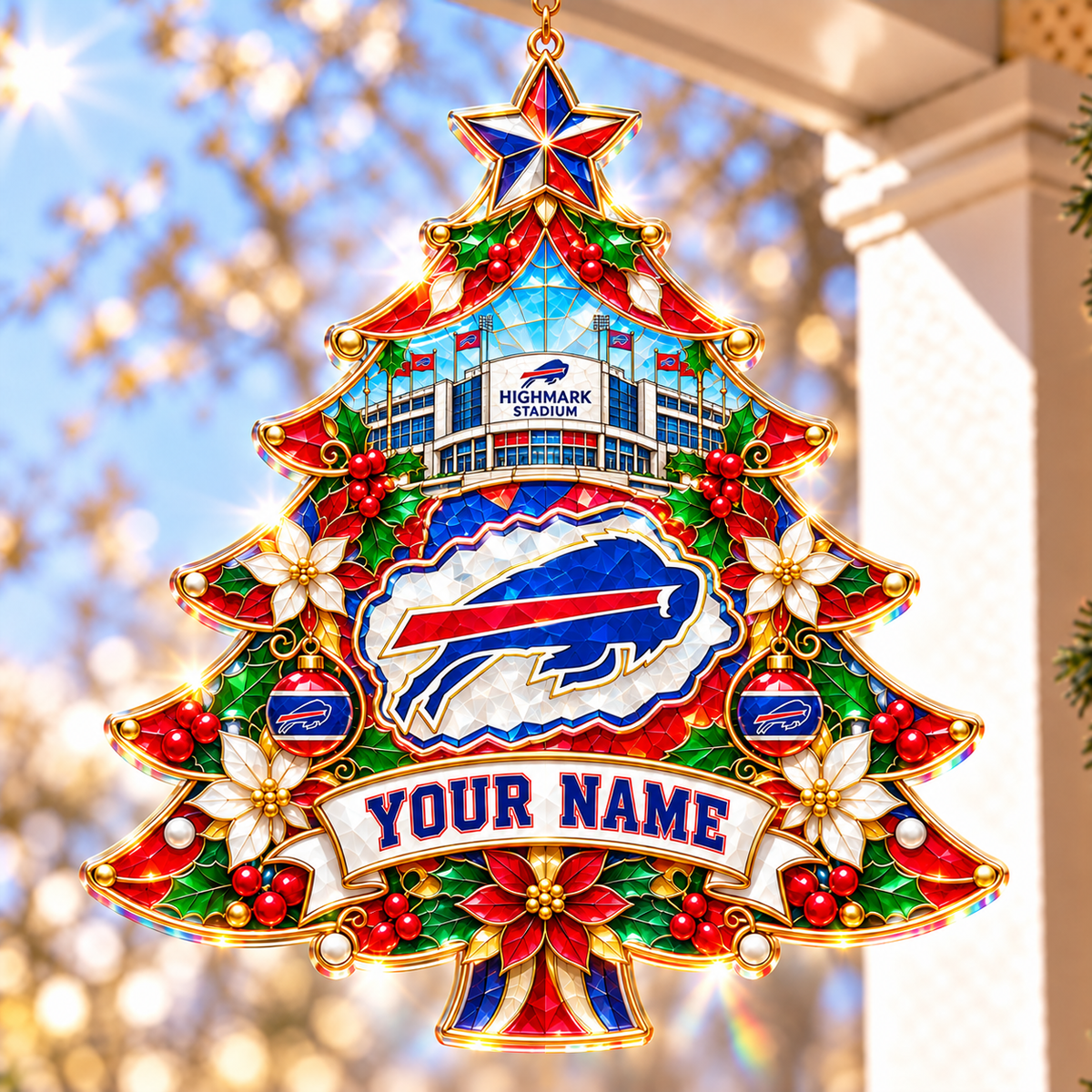 Buffalo Bills NFL Christmas Tree Hanging Suncatcher Custom Any Name Gifts