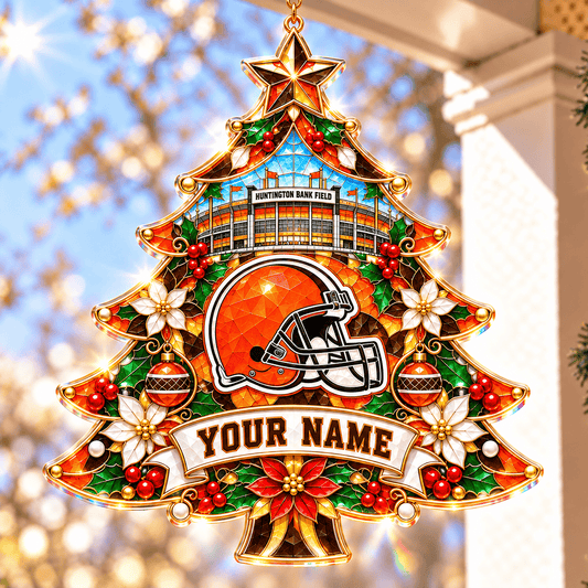 Cleveland Browns NFL Christmas Tree Hanging Suncatcher Custom Any Name Gifts