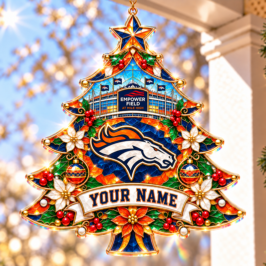 Denver Broncos NFL Christmas Tree Hanging Suncatcher Custom Any Name Gifts