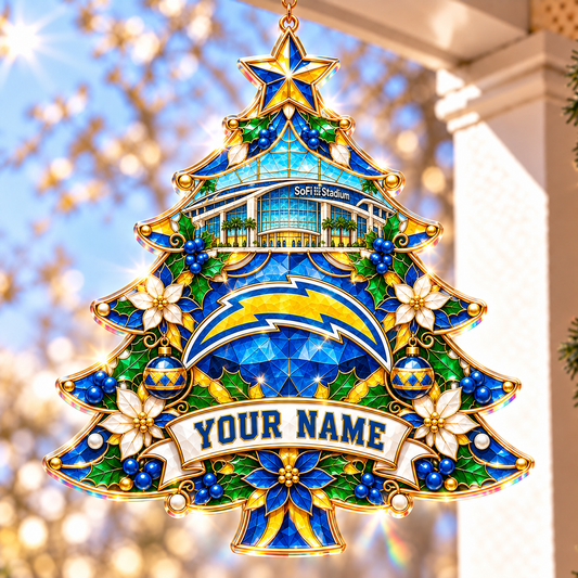 Los Angeles Chargers NFL Christmas Tree Hanging Suncatcher Custom Any Name Gifts