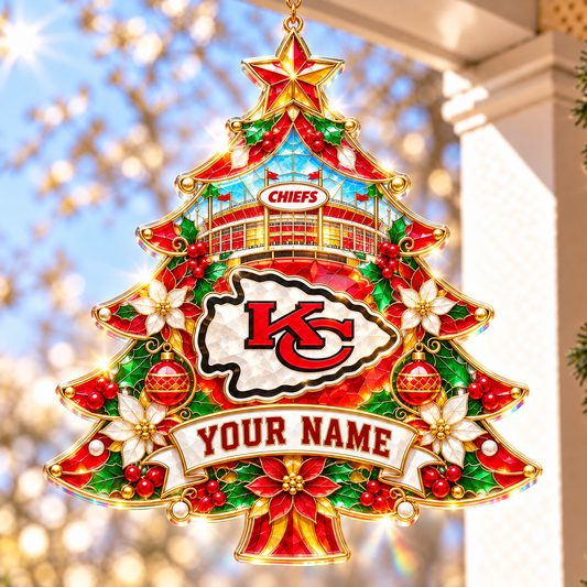 Kansas City Chiefs NFL Christmas Tree Hanging Suncatcher Custom Any Name Gifts