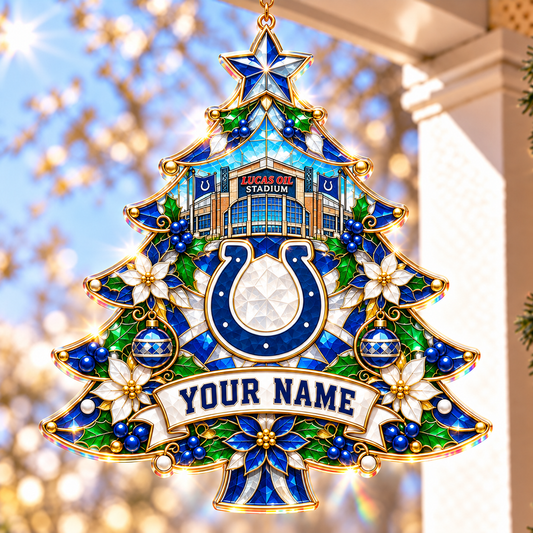Indianapolis Colts NFL Christmas Tree Hanging Suncatcher Custom Any Name Gifts