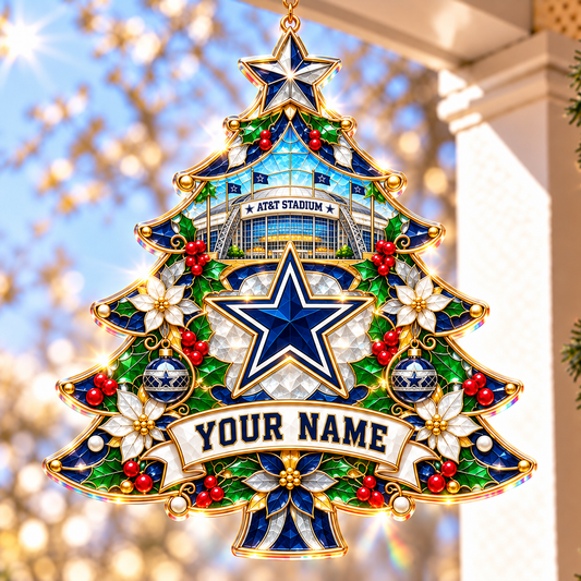 Dallas Cowboys NFL Christmas Tree Hanging Suncatcher Custom Any Name Gifts