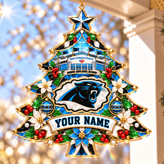 Carolina Panthers NFL Christmas Tree Hanging Suncatcher Custom Any Name Gifts