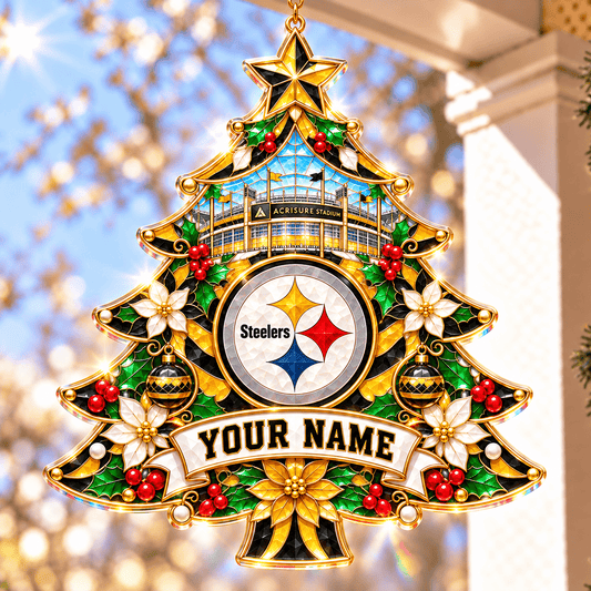 Pittsburgh Steelers NFL Christmas Tree Hanging Suncatcher Custom Any Name Gifts