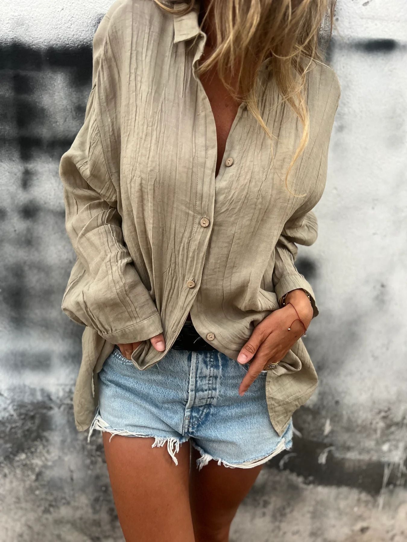 Solid Color Single-Breasted Shirt