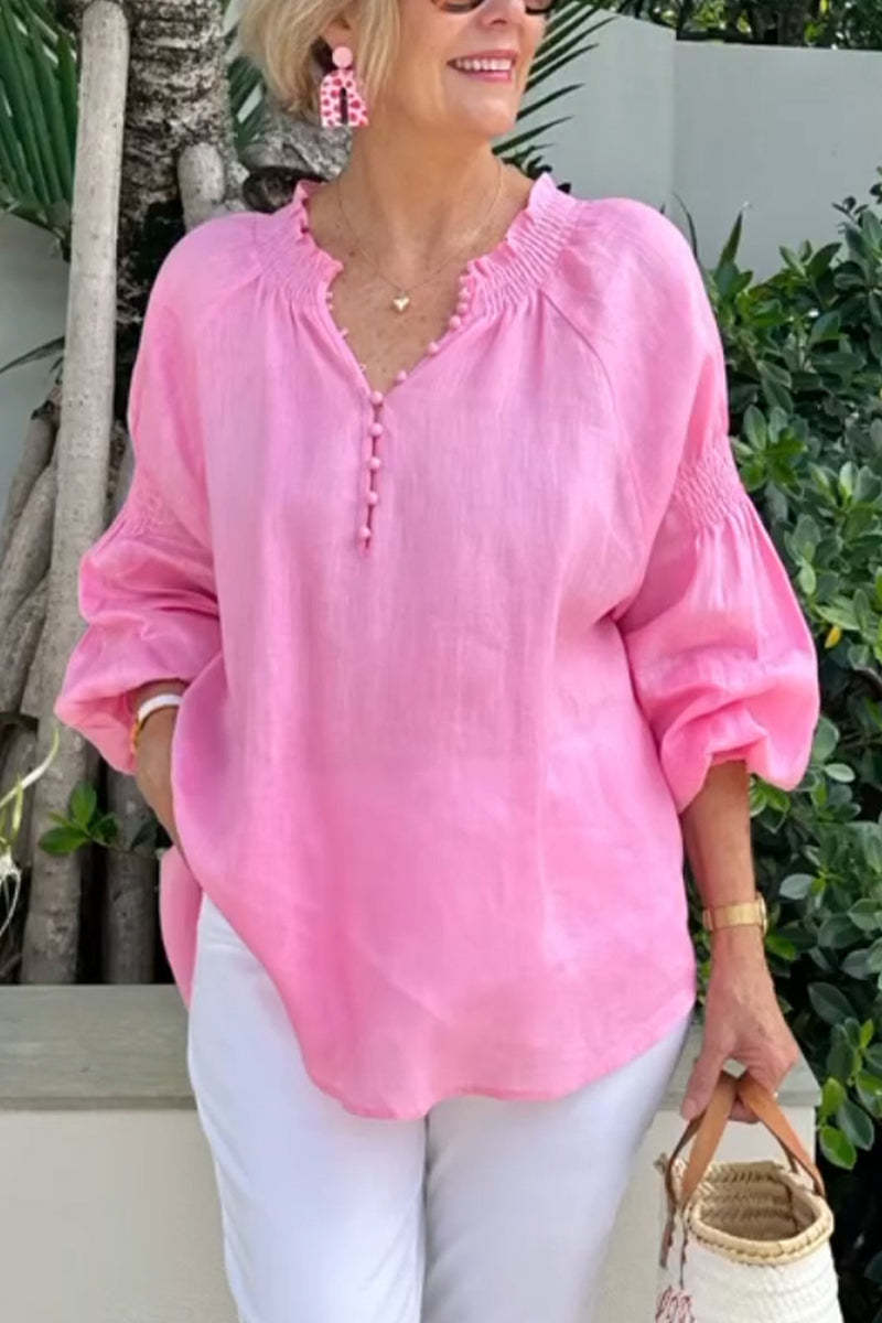 Women's collar solid color long sleeve shirt
