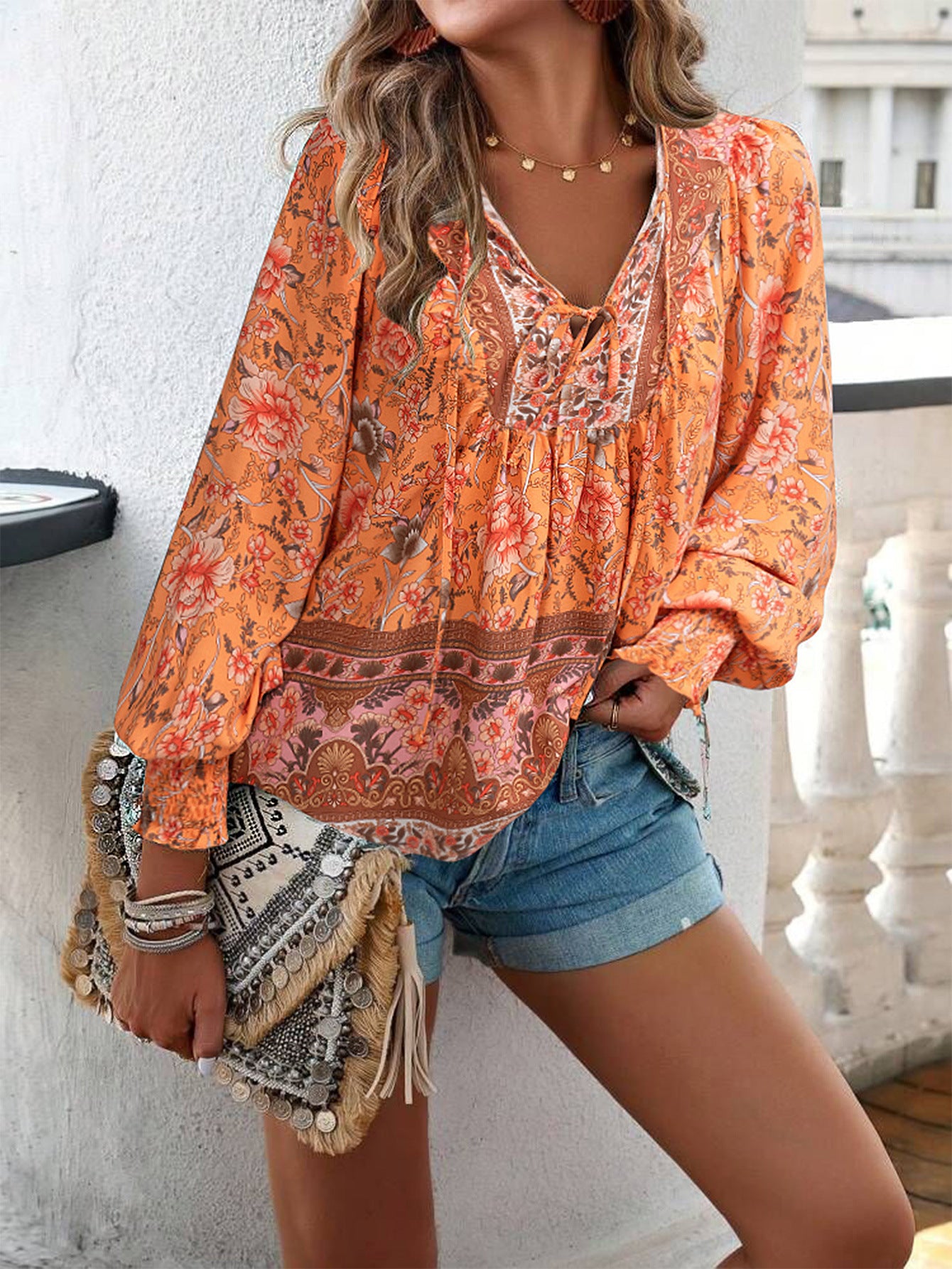 Bohemian Printed Long Sleeve Shirt