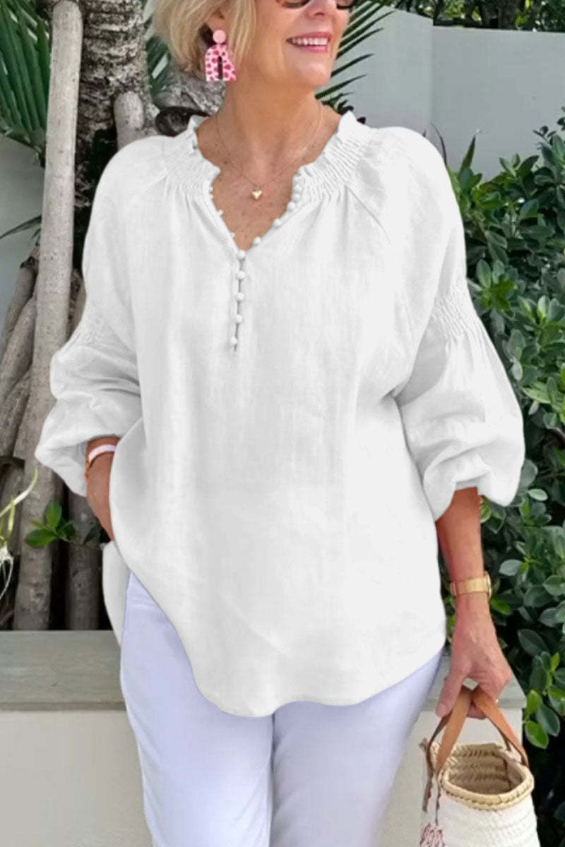 Women's collar solid color long sleeve shirt