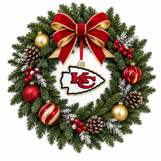 NFL Team Christmas Wreath – Festive Holiday Door Decoration