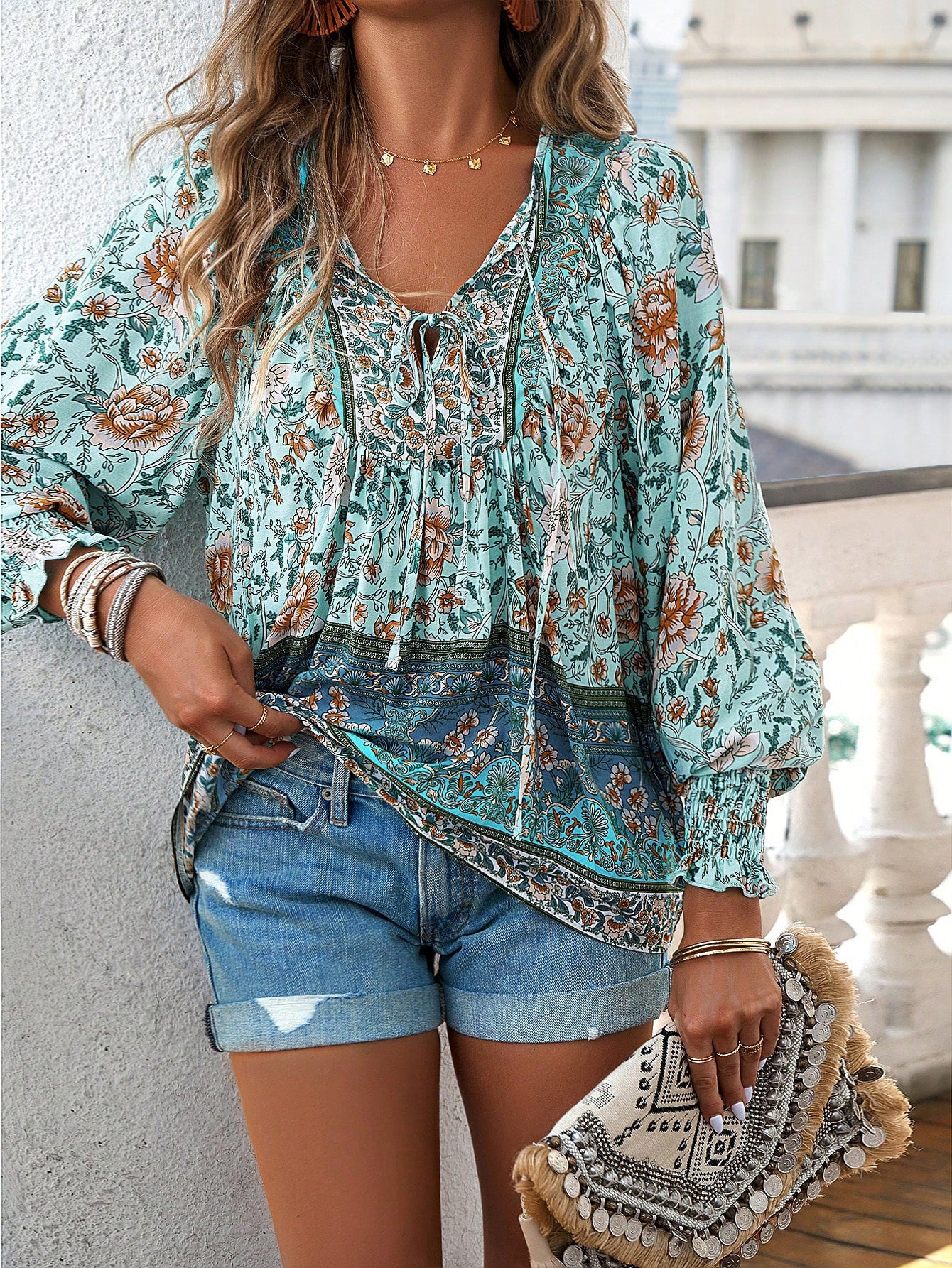 Bohemian Printed Long Sleeve Shirt