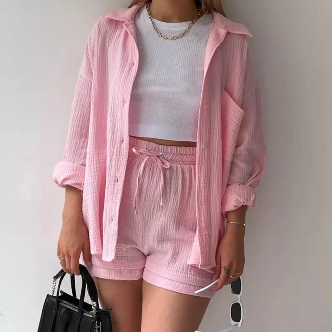 Adelie | Stylish Relaxed Fit Button-Up Set