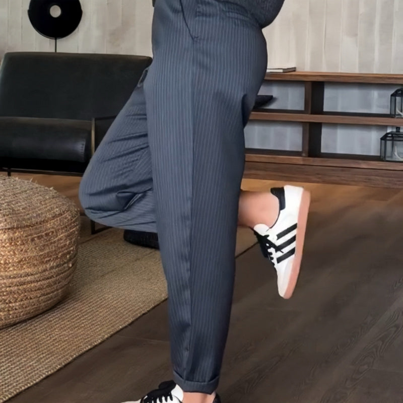 Casual Straight Blazer Pants with High Waist for Women