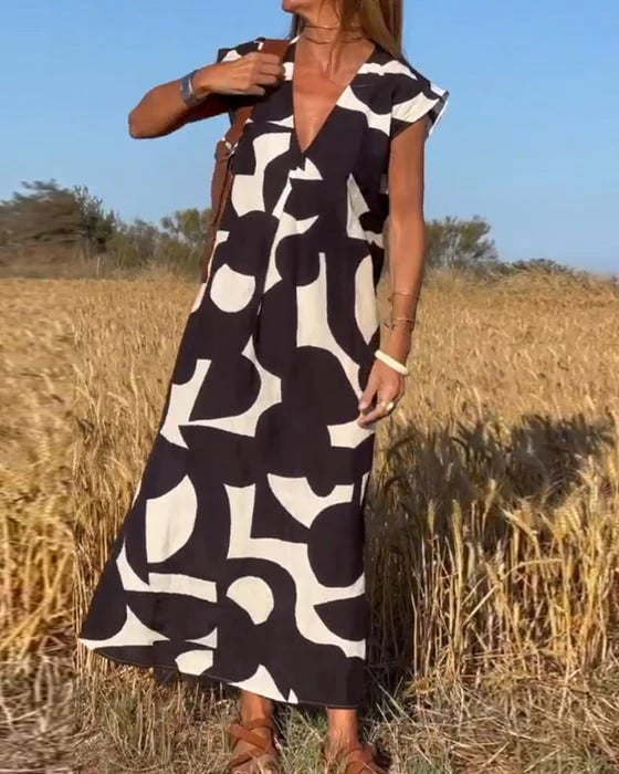 🎁Mother's Day Hot Sale 63%🔥V-Neck Print Dress